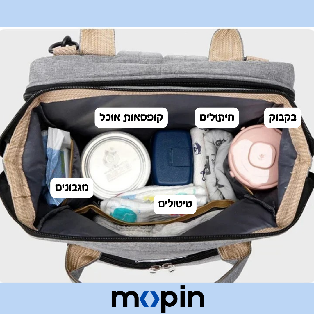 -Mopin Bag™ -תיק החתלה נפתח לתינוק 3 ב 1 עם מיטת תינוק ניידת